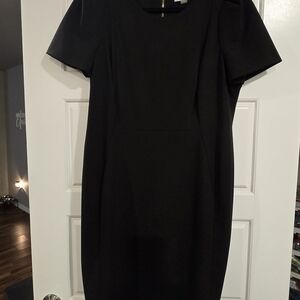 Calvin Klein Black Short-Sleeve Midi Sheath Dress